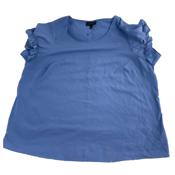 Lane Bryant Ruffle‎ Sleeve Blouse Top Casual Periwinkle Blue Plus Size 24 Preppy - Picture 1 of 8